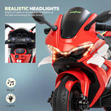 Baybee Baby Battery Operated Bike for Kids | Rechargeable Ride-on Toy Bike with Foot Accelerator, Music, LED Lights & Training Wheels | Electric Bike for Boys & Girls 1 to 3 Years (Red)