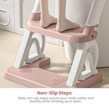 Baybee Crown Western Toilet Potty Seat for Kids | Baby Potty Training Seat with Ladder, Adjustable Step Height & Soft Cushion | Toddler Toilet Training Seat Chair for Boys & Girls 1-8 Years (Pink)