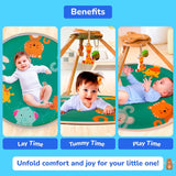 Funskool Wooden Wonderland Playgym – Animal Printed Soft & Comfy Activity Mat for Tummy Time | Developmental Toy for Babies 2+ Months | Multicolor Gift Set
