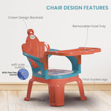 Baybee Emperia Baby Chair for Kids 1-4 Years | Plastic Study & Feeding Chair with Cushion Seat, Removable Food Tray & High Backrest | Booster Seat for Toddlers, Home & School Use (Pink/Green)