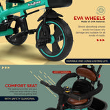 Baybee Albine 3-in-1 Baby Tricycle for Kids | Smart Balanced Trike with 180° Reversible Seat, Parental Handle & Safety Guardrail | Kids Cycle for Boys & Girls 2–5 Years (Green)