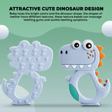 Baybee Silicone Baby Teether for Teething Gums | Manhattan Teething Rattle Toy with Loops Ring | 100% Food-Grade, BPA-Free Chew Teether for Infants (6–12 Months, Dinosaur Blue)