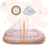 Mee Mee Gentle Comfort Mattress Set for Babies with Pillow & Mosquito Net – Sky Design