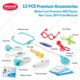 Chanak Premium Doctor Set Trolley for Kids | Pretend Play Doctor Kit with LED Light Instruments | Portable Medical Trolley for Boys & Girls 3+ Years | BIS Approved (Blue Trolley)
