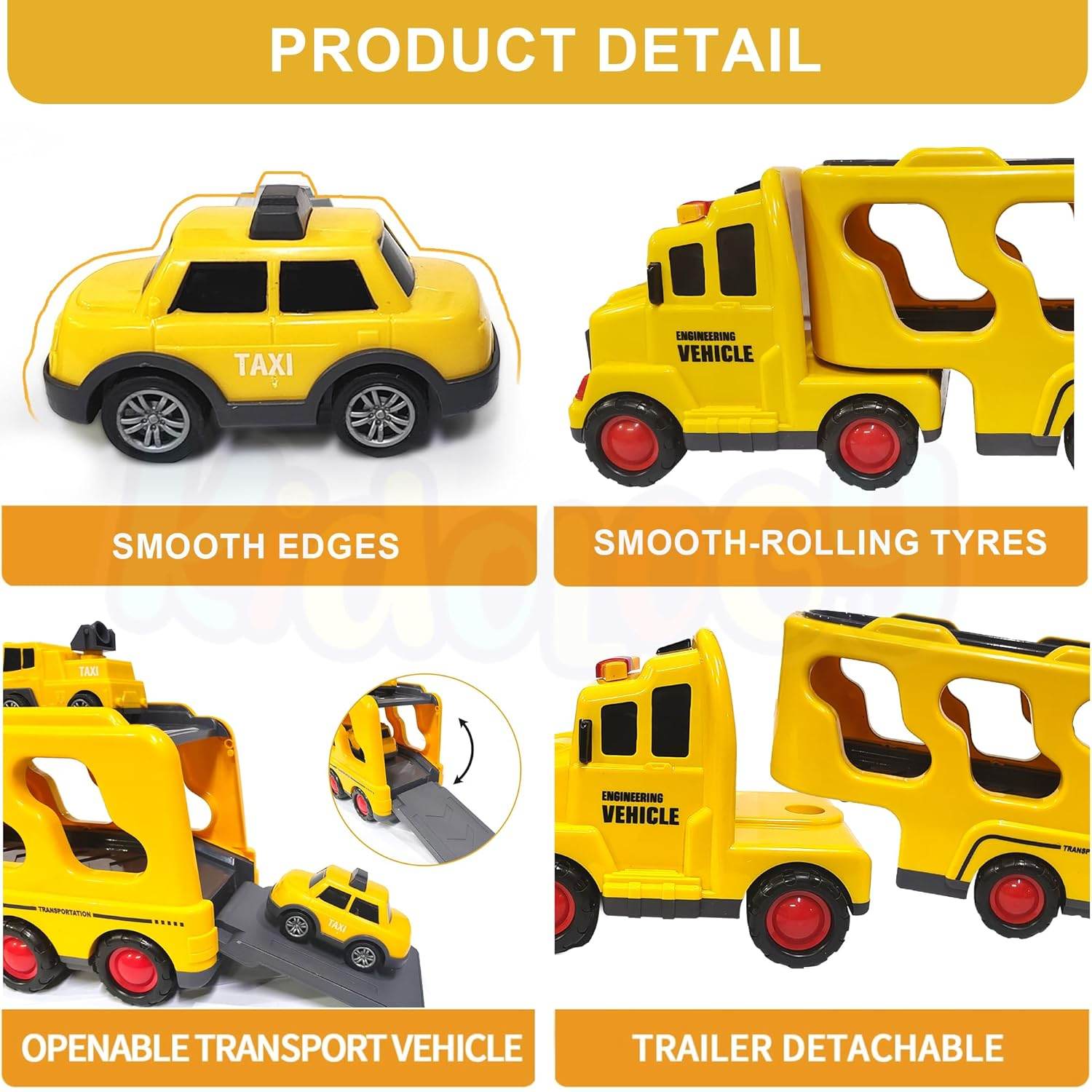 5-in-1 Vehicle Carrier Toy Set – Transport Truck with Pull-Back Cars, Helicopter & Lights/Sounds – Durable ABS Playset for Kids Aged 3+ - Timbuktoon