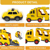 5-in-1 Vehicle Carrier Toy Set – Transport Truck with Pull-Back Cars, Helicopter & Lights/Sounds – Durable ABS Playset for Kids Aged 3+ - Timbuktoon