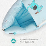 R for Rabbit Snuggy Baby Sleeping Bag & Carry Nest – 100% Cotton 3-in-1 Convertible Bedding Set for Newborns, Travel-Friendly & Portable (Sky Blue)