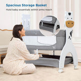 Mee Mee 2-in-1 Wooden Baby Swing & Cot – Convertible Bassinet with Mosquito Net, Mattress Pad & Lockable Wheels – Suitable for Newborn to 18 Months – 15 kg Capacity (Grey) - Timbuktoon