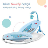 LuvLap Joy-N-Giggles Infant Rocker – Gentle Vibration, Soft Music, Rotating Toy Bar & Remote Control, 3-Point Harness (Blue) - Timbuktoon