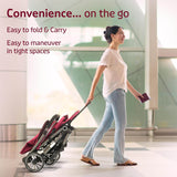 LuvLap Alpha Baby Stroller – Easy One-Fold Pram with Reversible Handle, Adjustable Recline & Footrest, for 0–3 Years (Red) - Timbuktoon