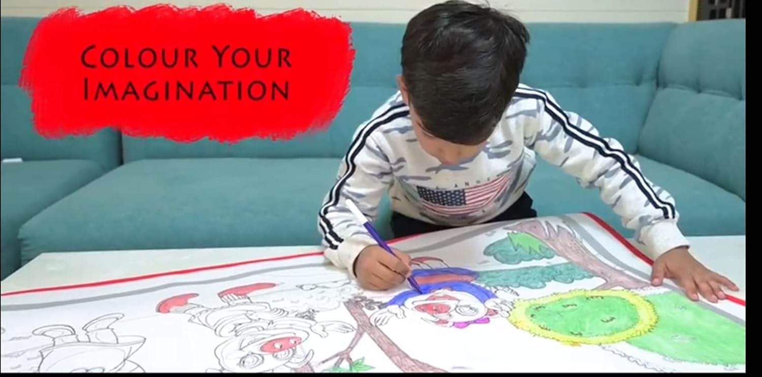 Simmar Jumbo Colouring Mat Set – 3 Reusable, Washable Mats for Kids Includes 12 Sketch Pens | Learning & Doodle Fun for Ages 3+ - Timbuktoon
