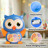 Joy Junction Owl Baby Musical Toy | Interactive Learning Toy with Music, LED Lights & Animal Sounds | Early Educational Development Crawling Toy for Infants & Toddlers 12 Months+ (Blue)