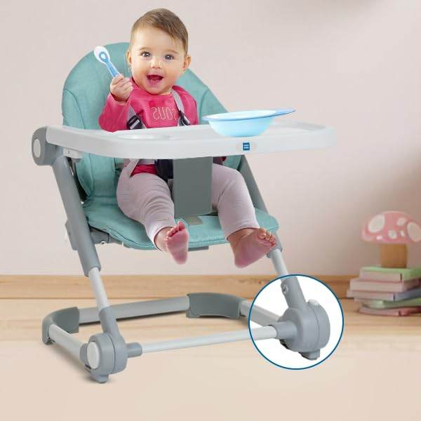 Mee Mee Convertible Baby Chair and Booster with Adjustable Height (3 Levels), Removable Meal Tray & Secure Belt, for Babies 6 Months and Older (Grey) - Timbuktoon
