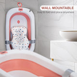 Baybee Foldable Baby Bath Tub for Kids 0-5 Years | Portable Bathtub with Anti-Skid Base, Support Cushion & Drain Plug | Mini Swimming Pool for Newborns, Boys & Girls (Pink)
