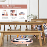 Mee Mee Premium Adjustable Baby Walker – 7 Height Levels, Detachable Foot Mat, Musical Play Tray, Cushioned High Backrest, 360° Swivel Wheels, 6–24 Months, Up to 15 kg (Pink) - Timbuktoon