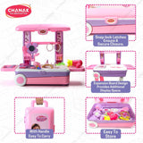 Chanak Beauty Set Suitcase on Wheels | 23-Piece Pretend Play Makeup Kit for Girls | Portable Beauty Trolley Set for Kids 3+ Years | Easy to Clean & Use | BIS Approved