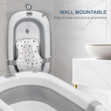Baybee Foldable Baby Bath Tub for Kids 0-5 Years | Portable Bathtub with Anti-Skid Base, Support Cushion & Drain Plug | Mini Swimming Pool for Newborns, Boys & Girls (Grey)