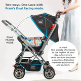 Mee Mee Little Explorer Advanced Infant Pram & Pushchair – Suitable for Newborn to 3 Years, Secure Harness, Adjustable Recline, All-Direction Wheels, Large Under-Seat Basket, Reversible Grip, Net Cover (DX Blue) - Timbuktoon