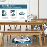 Mee Mee Premium Adjustable Baby Walker – 7 Height Levels, Removable Foot Mat, Musical Play Tray, Cushioned High Backrest, 360° Swivel, 6–24 Months, Up to 15 kg (Blue) - Timbuktoon