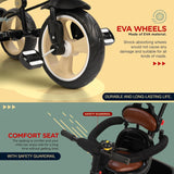 Baybee Albine 3-in-1 Baby Tricycle for Kids | Smart Balanced Trike with 180° Reversible Seat, Parental Handle & Safety Guardrail | Kids Cycle for Boys & Girls 2–5 Years (Brown)