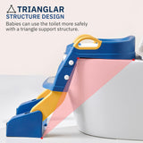 Baybee Vega 3-in-1 Western Toilet Potty Seat for Kids | Baby Potty Training Seat Chair with Ladder, Handles, Soft Cushion & Splash Guard | Convertible Toddler Toilet Seat for Boys & Girls 1-8 Years (Blue)