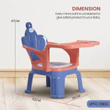 Baybee Emperia Baby Chair for Kids 1-4 Years | Plastic Study & Feeding Chair with Cushion Seat, Removable Food Tray & High Backrest | Booster Seat for Toddlers, Home & School Use (Pink/Blue)