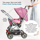 Mee Mee Little Explorer Premium Baby Stroller / Pram – 0 to 3 Years, Infant/Toddler, 5-Point Safety Belt, Reclining Seat, 360° Swivel Wheels, Spacious Storage Basket, Two-Way Handle, Mosquito Net (DX Purple) - Timbuktoon