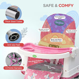 Baybee 4-in-1 Convertible High Chair for Kids | Foldable Baby Feeding Chair with Safety Harness, Adjustable Tray, Booster Seat & Recliner | Portable & Easy-to-Clean Dining Chair (Pink)