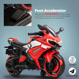 Baybee Baby Battery Operated Bike for Kids | Rechargeable Ride-on Toy Bike with Foot Accelerator, Music, LED Lights & Training Wheels | Electric Bike for Boys & Girls 1 to 3 Years (Red)