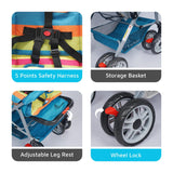 R for Rabbit Lollipop Lite Baby Stroller (Multi Color) – 0 to 3 Years | 5-Point Safety Harness | Reversible Handlebar | Cushioned Seat with 3-Level Recline | Lightweight Pram for Kids