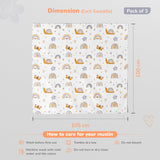 R for Rabbit Cuddlez Swaddle for Newborn Baby | 100% Soft Cotton Muslin | Lightweight, Breathable & Skin-Friendly Multipurpose Swaddler Wrap | Combo Pack of 3 (Multi Safari, Size: 105x100 cm)