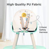 R for Rabbit Cherry Berry Tusky 3-in-1 Convertible High Chair for Babies & Kids – Compact Fold, Dual Meal Trays, Travel-Friendly, BPA-Free Anti-Slip Seat, Suitable for 6 Months–7 Years (Green Cream)