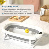 Mee Mee Baby Bath Tub for 0–5 Years/New Born Baby Foldable Bathtub with Bathing Bather Cushion Chair, Fast Drainage, Space Saving, Bath Tub for Kids Girls & Boys | Grey