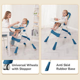 R for Rabbit Sugar Doodle Plus 3-in-1 Convertible High Chair for Babies & Kids – Rocking Chair, Compact Fold, Dual Detachable Meal Trays, Suitable for 6 Months–5 Years (Indigo Dye)