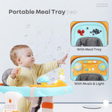 R for Rabbit Little Feet Sportz Baby Walker for Kids 9–18 Months | 2-in-1 Seated & Push Activity Walker with Music, Adjustable Height, Meal Tray & Foldable Design (Orange Blue)