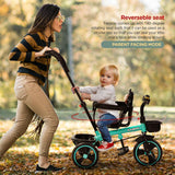 Baybee Albine 3-in-1 Baby Tricycle for Kids | Smart Balanced Trike with 180° Reversible Seat, Parental Handle & Safety Guardrail | Kids Cycle for Boys & Girls 2–5 Years (Green)