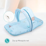 R for Rabbit Snuggy Safari Baby Sleeping Bedding Set with Mosquito Net – 100% Cotton Baby Nest & Sleeping Bag for Newborns, 0–12 Months (Blue)