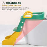 Baybee Vega 3-in-1 Western Toilet Potty Seat for Kids | Baby Potty Training Seat Chair with Ladder, Handles, Soft Cushion & Splash Guard | Convertible Toddler Toilet Seat for Boys & Girls 1-8 Years (Green, Plastic)