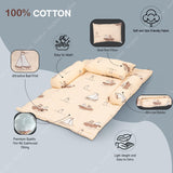BAYBEE Newborn Baby Bedding Set | 4-Piece Thick Gadda Mattress with Head Pillow & 2 Bolsters | Soft Sleeping Bed for Infants 0–6 Months | Printed Baby Bedding for Boys & Girls