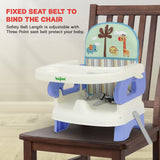 Baybee Foldable Baby Booster Seat for Feeding | Portable Infant Feeding Chair with 2-Level Height Adjustment, Removable Food Tray & Safety Belt | Baby Sitting Chair for Kids 6 Months–3 Years (Blue)