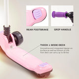 Goodluck Baybee Dusty Kick Scooter for Kids | 3-Wheel Foldable Scooter with LED PU Wheels, Adjustable Handlebar & Music | Outdoor Runner Skate Scooter for Boys & Girls 3–12 Years (Pink)