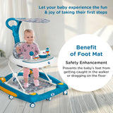 Mee Mee Star Light 2-in-1 Baby  Walker & Rocker | 3-Level Adjustable Height | Light, Rattle & Musical Toys | Anti-Rollover Folding 360° Walker | Anti-Fall & Anti-Skid | For 6–24 Months, Up to 15 kg (Blue)