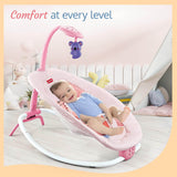 LuvLap Joy-N-Giggles Infant Rocker – Gentle Vibration, Soft Music, Rotating Toy Bar & Remote Control, 3-Point Harness (Pink) - Timbuktoon