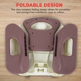 Baybee Portable Baby Booster Chair for Feeding | Folding Dining Chair with 2-Level Height Adjustment, Removable Food Tray & Safety Belt | Infant Sitting Chair for Kids 6 Months–3 Years (Brown)