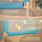 Baybee Baby Bed Rail Guard for Toddlers Safety | Foldable Bed Protector with Adjustable Height & Secure Lock | Portable Single Side Bedrail Fence for Newborns & Kids (150x63 cm, Blue)