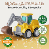 Alphabet Construction JCB Vehicle Truck Toys – Set of 2 (Random Designs) | Press & Go Truck Toy with Flexible Joints | Fun Car Set for Toddlers Boys & Girls 1+ Years | Birthday Gift for Kids