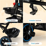 Baybee Maestro 2-in-1 Baby Tricycle for Kids | Smart Kids Trike with Parental Push Handle, Cushioned Seat, Canopy & Safety Guardrail | Baby Cycle for 2–5 Years (Blue)