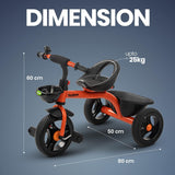 Baybee Geezee Baby Tricycle for Kids | Balanced Baby Trike with EVA Wheels & Dual Storage Baskets | Kids Cycle for Boys & Girls 2–5 Years (Orange)