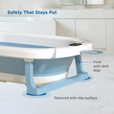 Mee Mee Baby Bath Tub for 0–5 Years/New Born Baby Foldable Bathtub with Bathing Bather Cushion Chair, Fast Drainage, Space Saving, Bath Tub for Kids Girls & Boys | Blue"