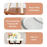 R for Rabbit Cherry Berry Tusky 3-in-1 Convertible High Chair for Babies & Kids – Compact Fold, Dual Meal Trays, Travel-Friendly, BPA-Free Anti-Slip Seat, Suitable for 6 Months–7 Years (Brown Cream)